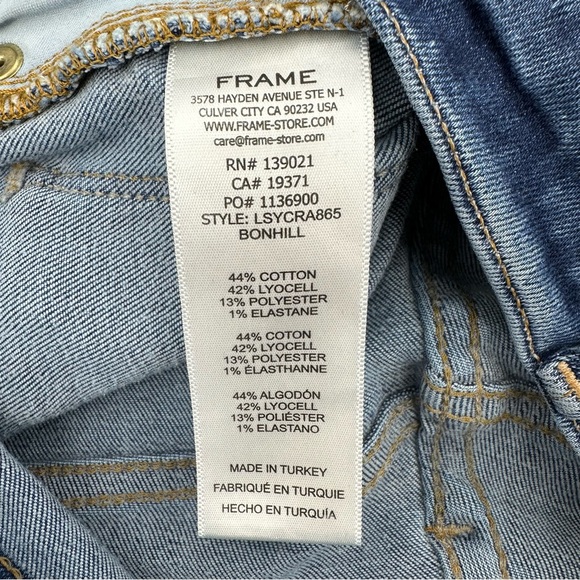 FRAME Le Sylvie Slender Straight Jeans Women’s Size 27 Raw Hem Stretch Denim - Picture 13 of 16